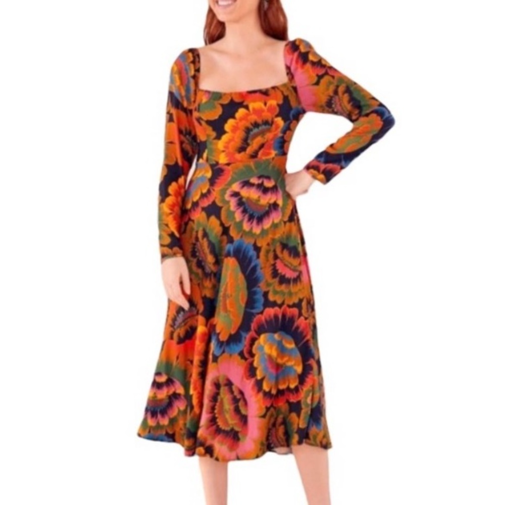 New FARM Rio Flowers Midi Dress